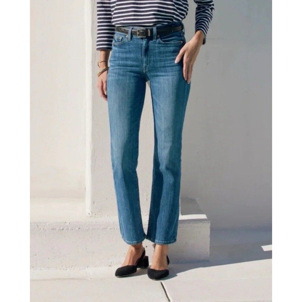 AYR Blue Medium Wash The Pop Straight Leg Ankle Length Jeans Size 26